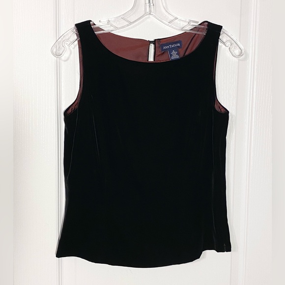 Ann Taylor Tops - Vintage Ann Taylor SILK Blend Velvet Rhinestone Button Sleeveless Blouse Red 4